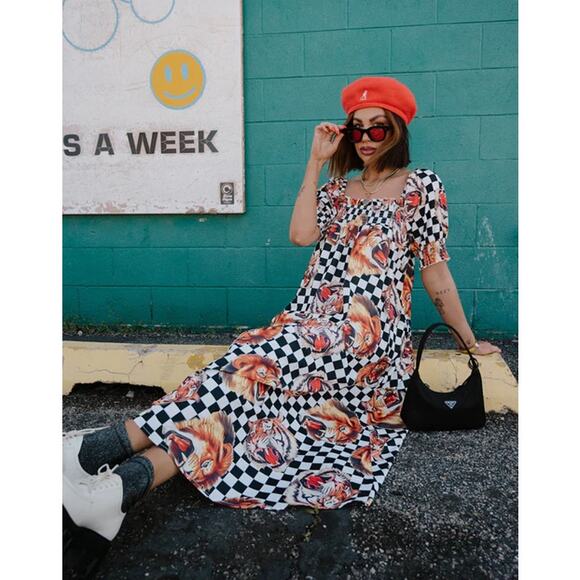 Dressed In Lala Palm Springs Smocked Dress in Lions, Tigers, Check Small $136 - Picture 2 of 5